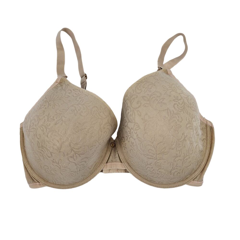 Natori Nude Floral Embroidered Full Coverage Underwire Bra Size 34DDD